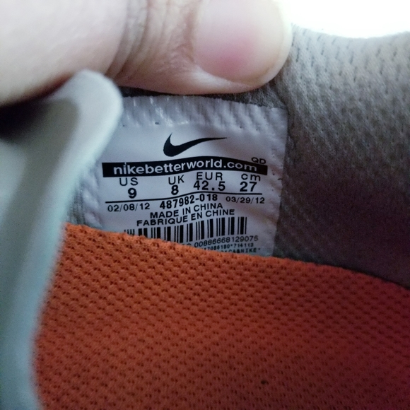 Rare Nike Air Max 2012 Metallic Silver/ Orange - Picture 9 of 9